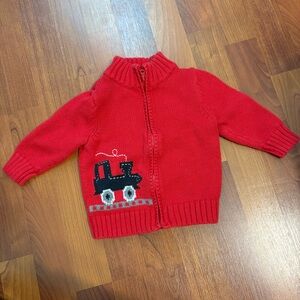 OshKosh B'gosh 12 Month Red Zip Up Sweater with Train
